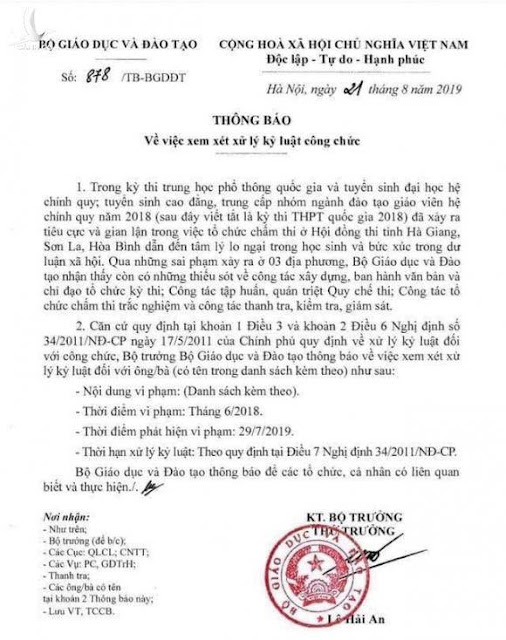 Vì sao quyết định kỷ luật 13 cán bộ cấp cao Bộ GD của Thứ trưởng Lê Hải An bị hủy bỏ?