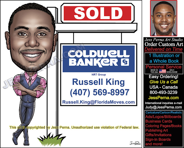 Coldwell Banker Sold Sign Real Estate Caricature