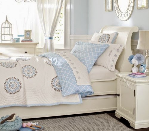 Cuartos juveniles en celeste y blanco - Ideas para decorar dormitorios