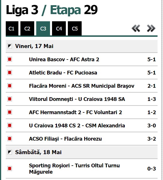 Fc Universitatea Craiova 1948 Fotbal Intern Campionat Romania Liga 3 Seria A Iii A Sezon Etapa 29 Retur Rezultate și Clasament