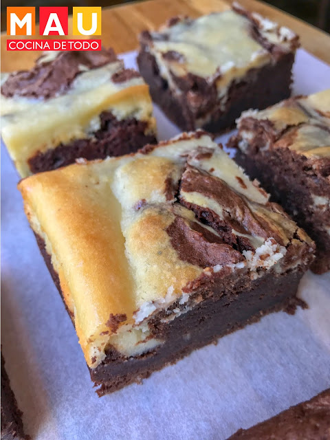 mau cocina de todo receta brownies queso crema philadelphia cheesecake marmoleados facil chocolatosos