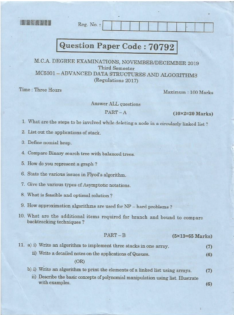 Anna University MC 5301-ADVANCED DATA STRUCTURES AND ALGORITHMS ...