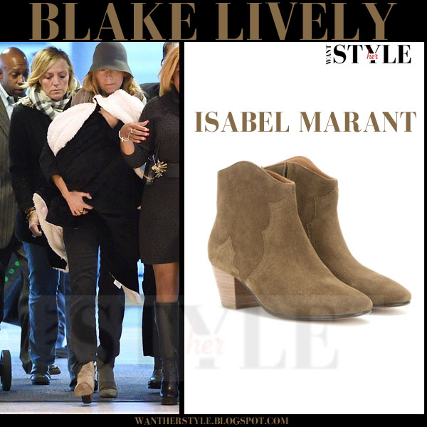 Verschuiving Verpletteren Vreemdeling Blake Lively in brown suede Isabel Marant Dicker ankle boots ~ I want her  style - What celebrities wore and where to buy it. Celebrity Style
