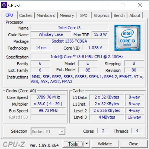 CPU-Z Asus Vivobook Ultra A412FA EK303T