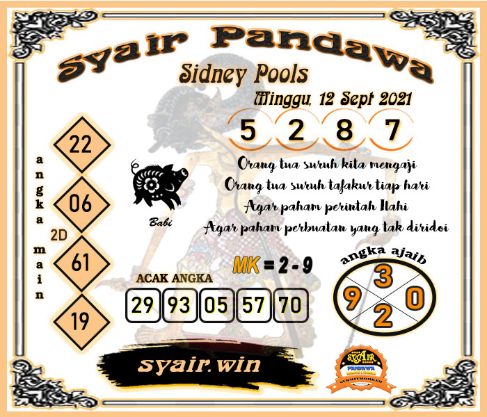 Syair Pandawa SDY Minggu 12-Sep-2021