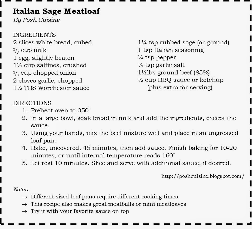 Posh Cuisine: Italian Sage Meatloaf