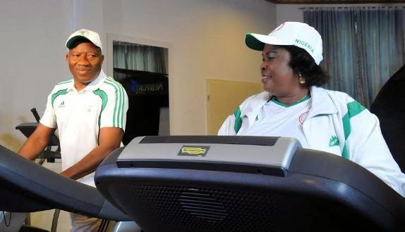 9 Photos: President Jonathan and First Lady at the gym