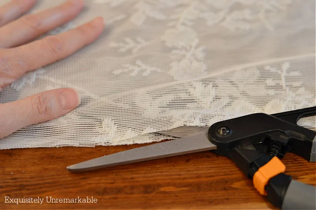 Cutting a lace curtain panel