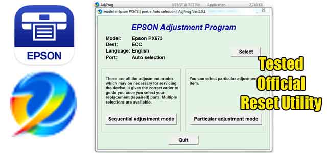 Epson Stylus Photo PX673F Adjustment program (Reset Utility)
