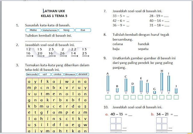 Soal Mid Semester 2 Kelas 1 Tema 5 Ilmusosial Id