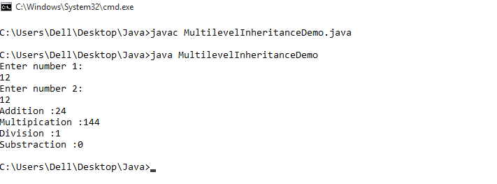 Example of multilevel inheritance in java programming.