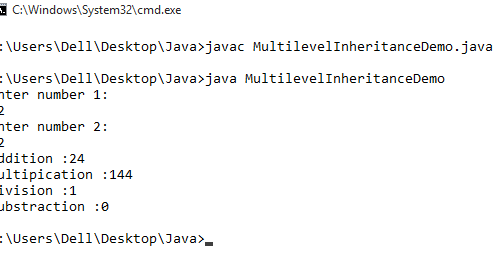 Example of multilevel inheritance in java programming.