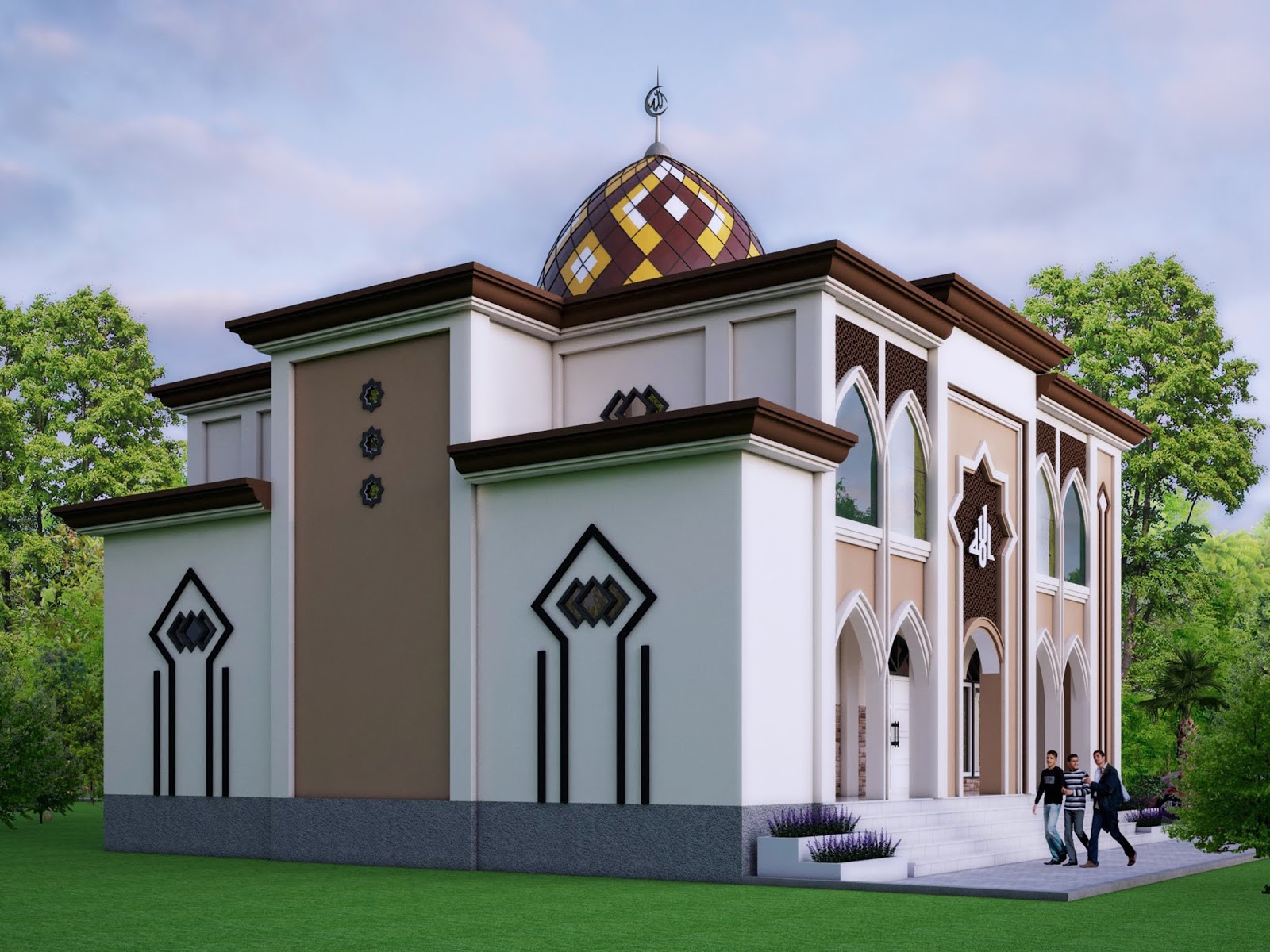 DESAIN MASJID  MINIMALIS  13 x 14 5 METER 2 LANTAI  