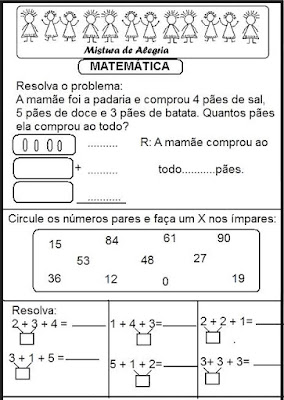 Atividades de Matemática para Imprimir para 2º e 3º e 4º Ano