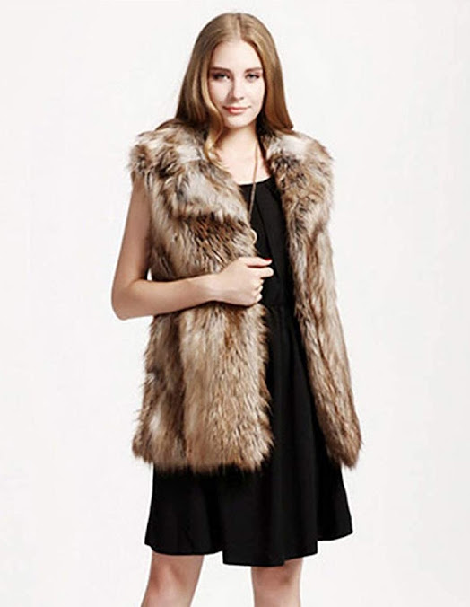 Brown Faux Fur Vest Gilet For Women