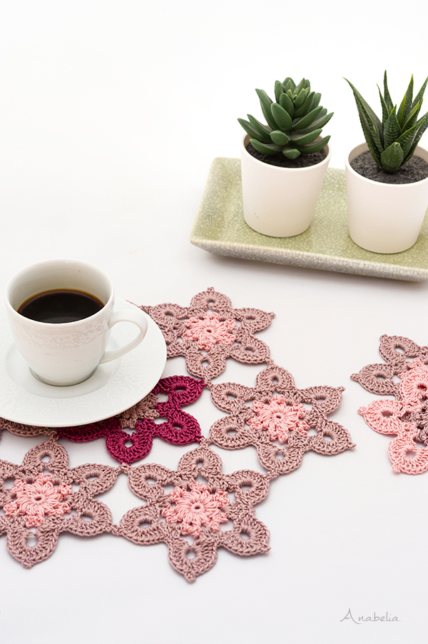 Old Pink crochet table set, Anabelia Craft Design Old Pink crochet table set, Anabelia Craft Design