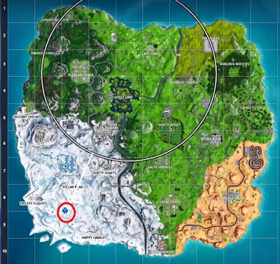 Fortnite, Search Between 3 Ski Lodges, Treasure Location Guide