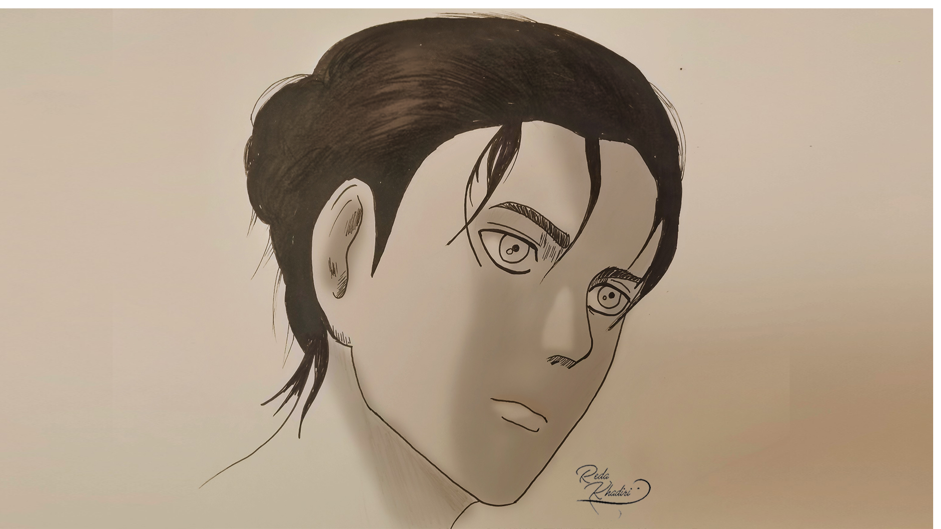 Drawing Eren Jaeger Long Hair Attack On Titan Season 4 RedaKhadiri