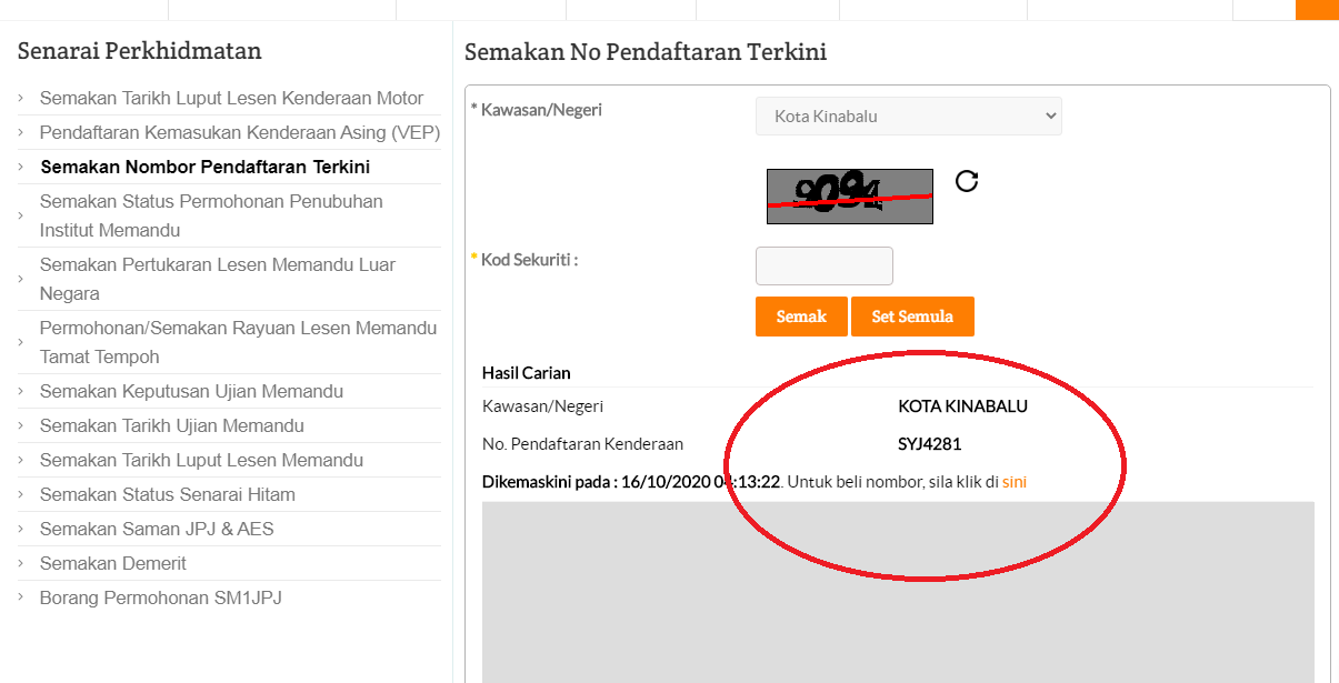 Cara Semakan Nombor Pendaftaran Kenderaan Terkini Jpj