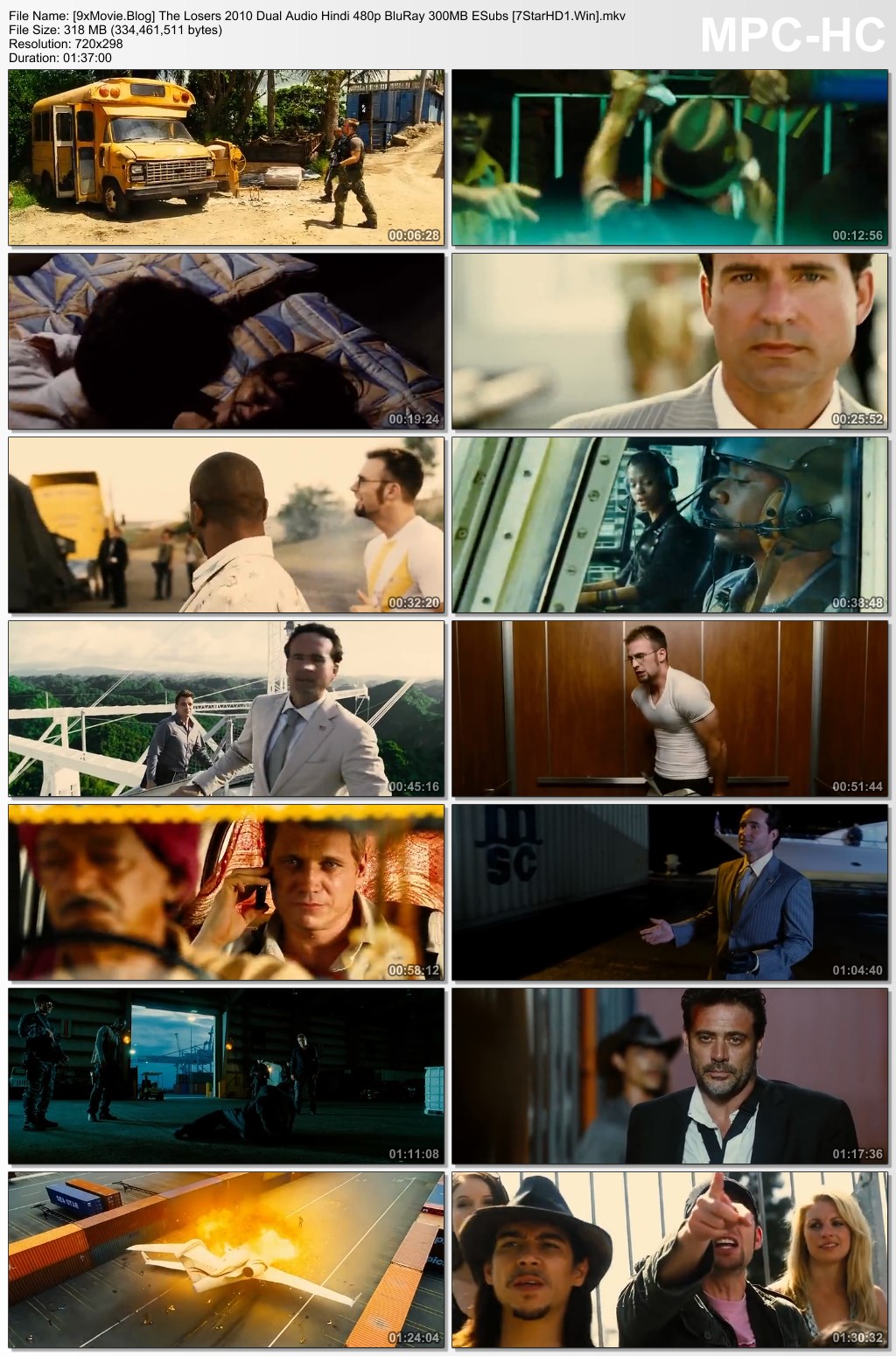 The Losers 2010 Dual Audio Hindi 480p BluRay x264 300MB ESubs