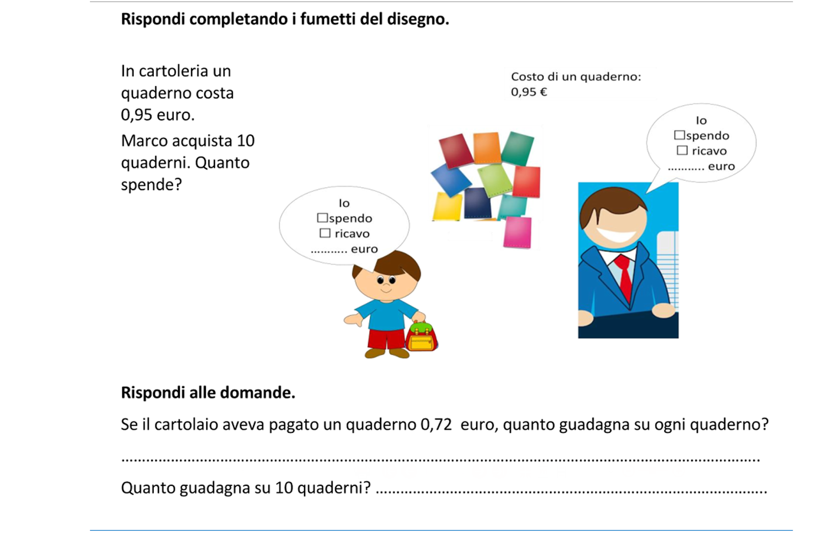 Didattica Matematica Scuola Primaria La Compravendita Classe Quarta