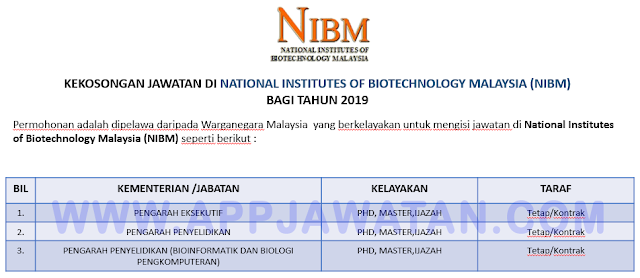 National Institutes of Biotechnology Malaysia (NIBM)
