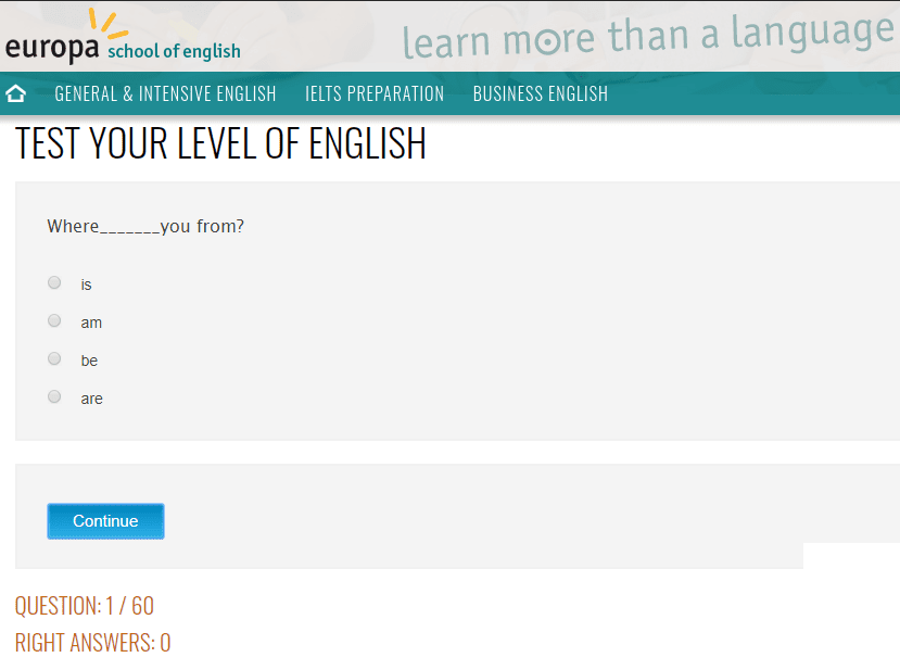 Languagelevel.com اختبار تحديد مستوى