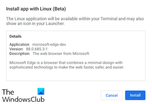 Установите браузер Microsoft Edge на Chromebook-GUI