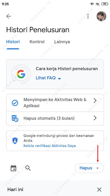 hapus penelusuran google