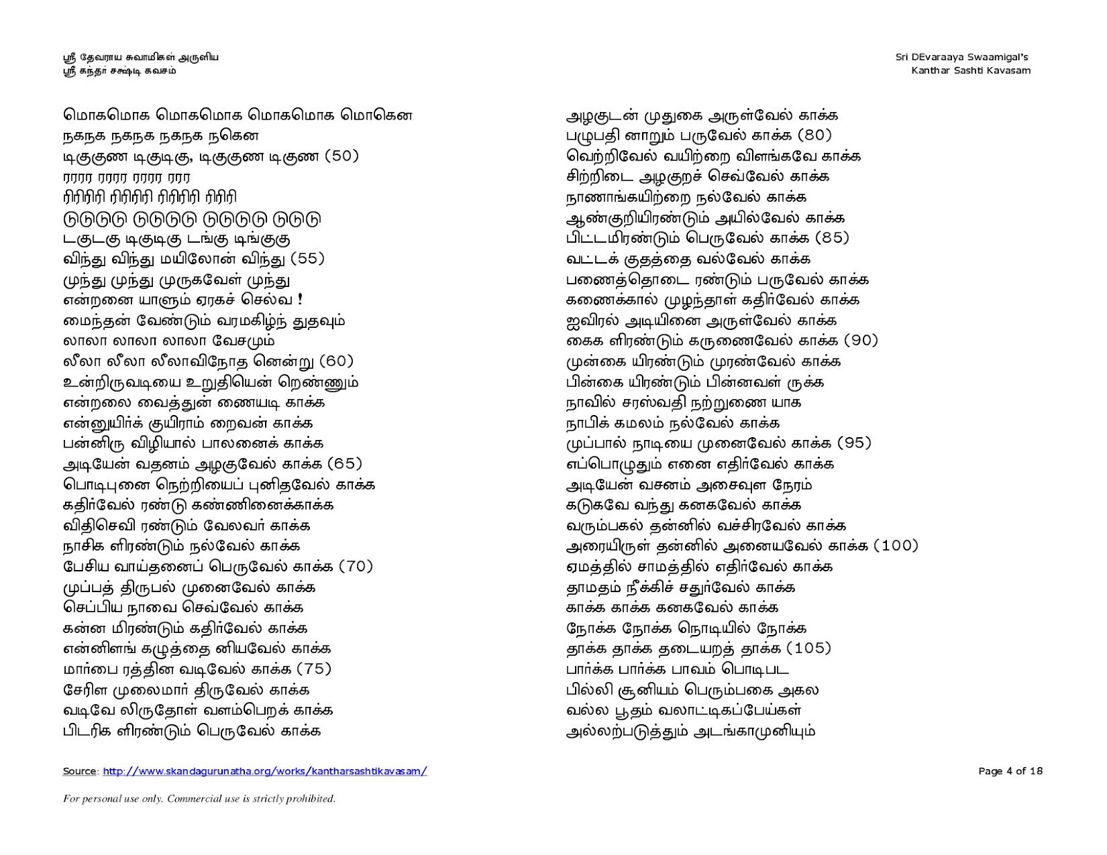 Kandha Sasti Kavasam Lyrics In English