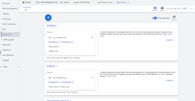 Create Extensions in Google Ad