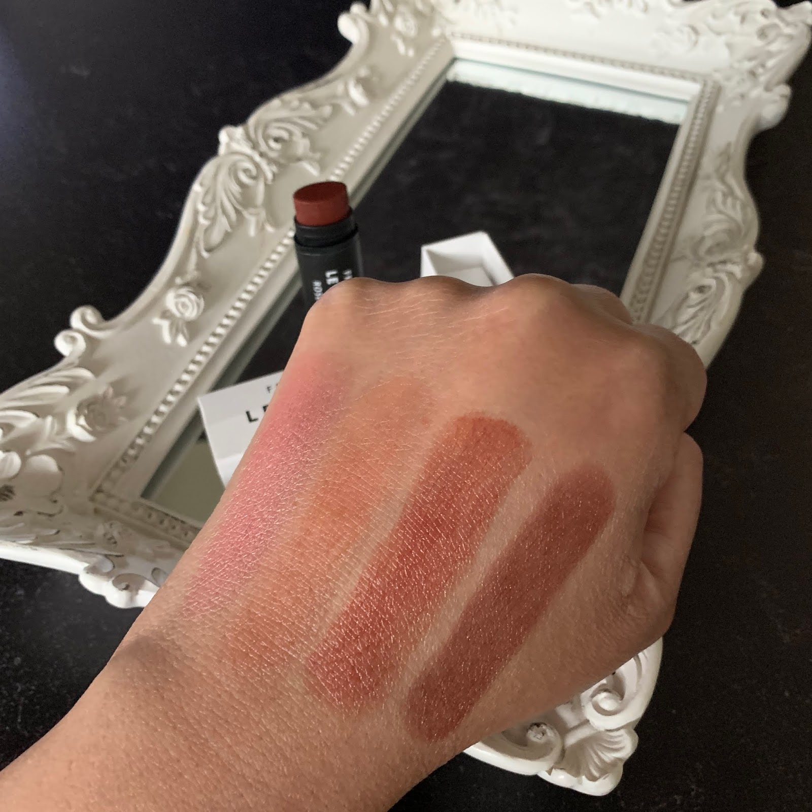 French Girl Le Lip Tint in Sonali, Ambre Rose, Rose Noire, & Cerise