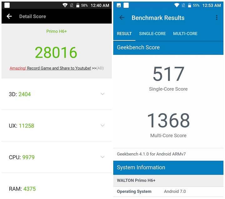 Primo H6+ antutu benchmark