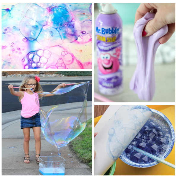 Play and explore with bubbles using these bubble recipes for kids!  Fun crafts, science experiments, art activities, and more! #bubbles #bubblescraftspreschool #bubblesexperiments #bubblesrecipe #bubblesrecipehomemade #bubblescraftsforkids #bubblesactivities #bubblesart #bubblerecipesforkids #growingajeweledrose #activitiesforkids #kidscrafts