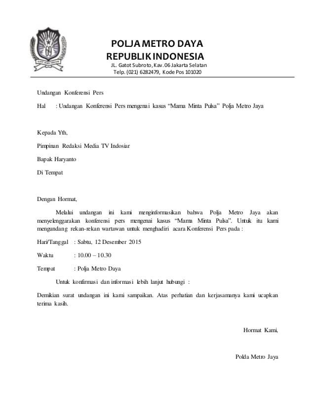 Contoh Surat Undangan Resmi Singkat - RUANG-SIPIL