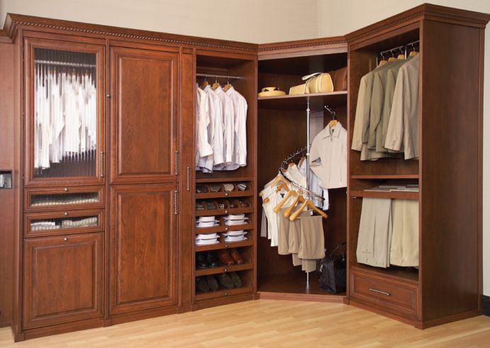 Wood Closet Systems and Classic House Decoration - Simple Living Room