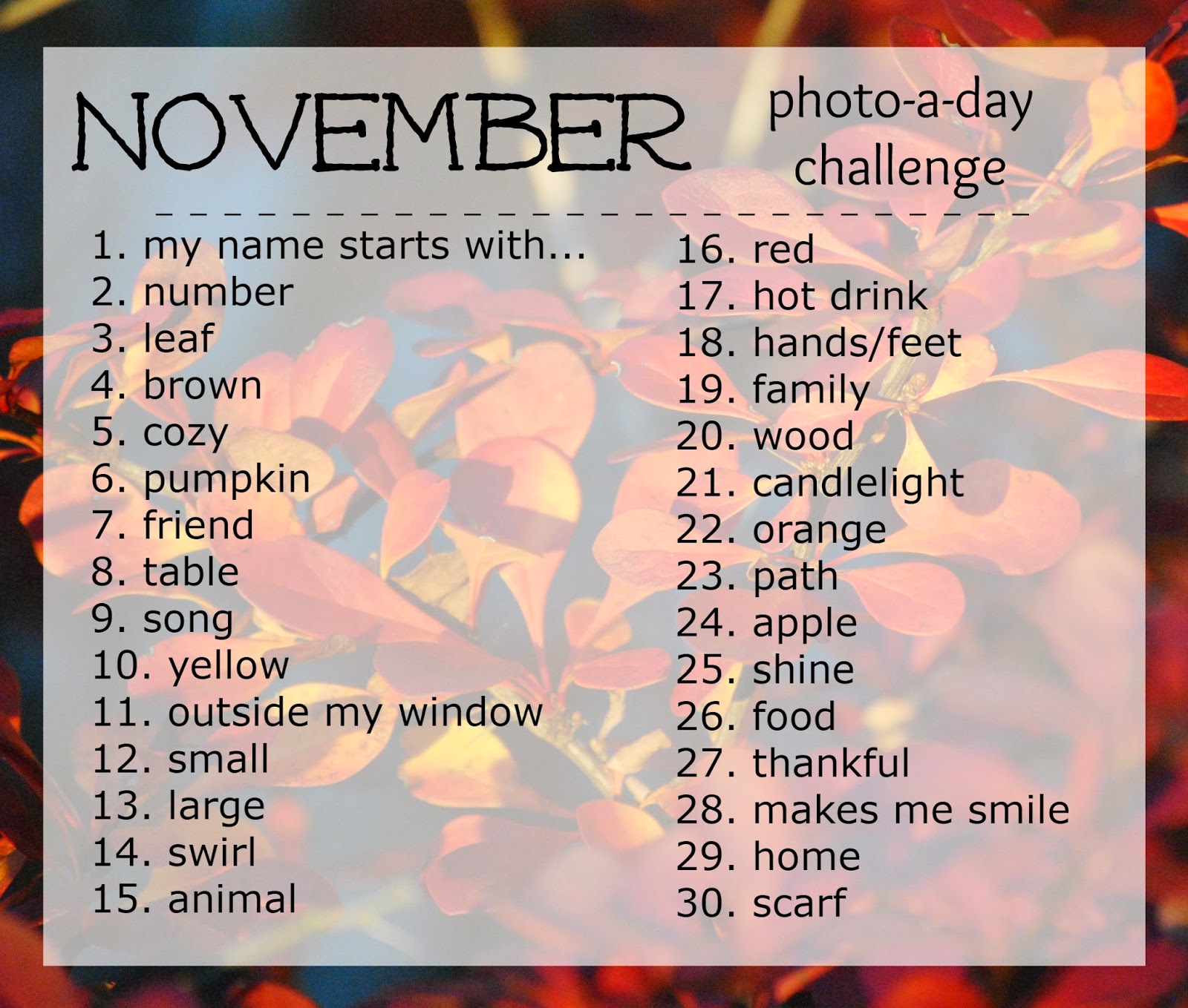 Kati's Corner November Photoaday Challenge and Linkup