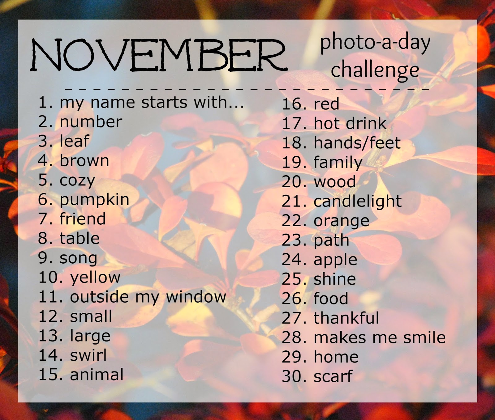 Kati's Corner: November Photo-a-day Challenge and Link-up