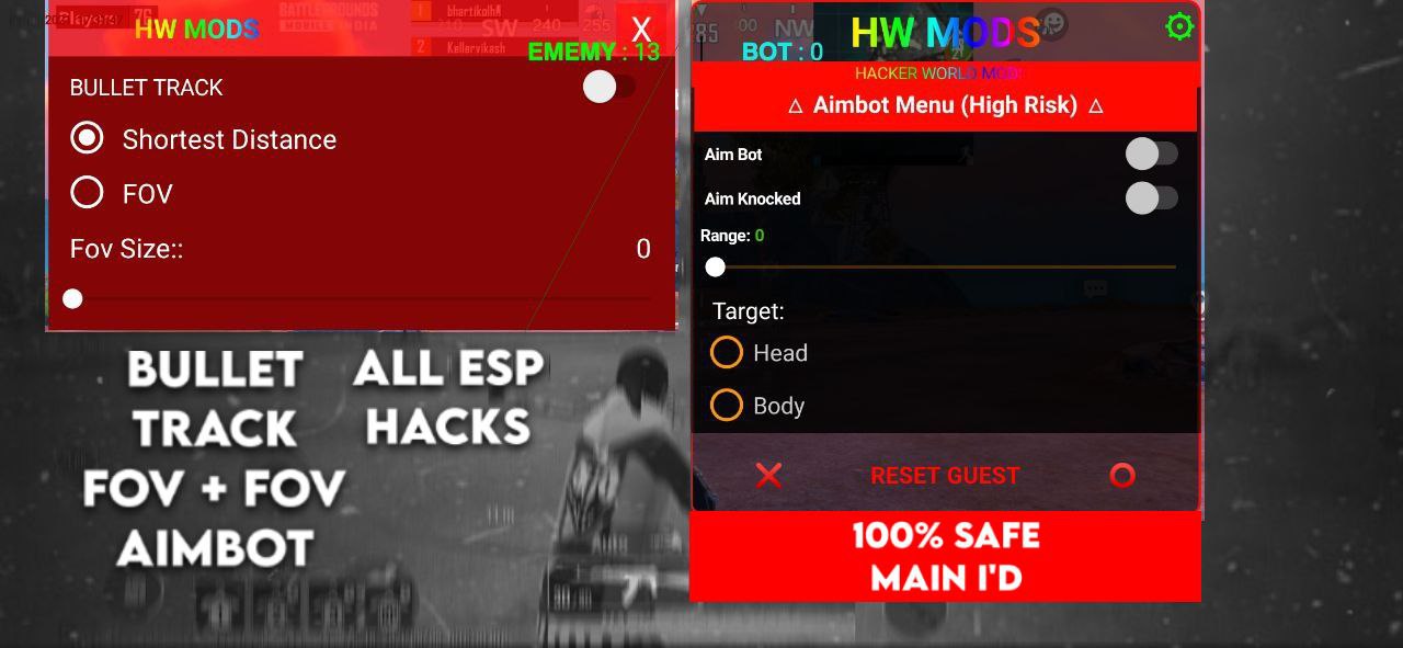 BGMI 1.5.0 II FULL ANTIBAN HACKS II BULLET TRACK II AIMFOV II CUSTOMIZE