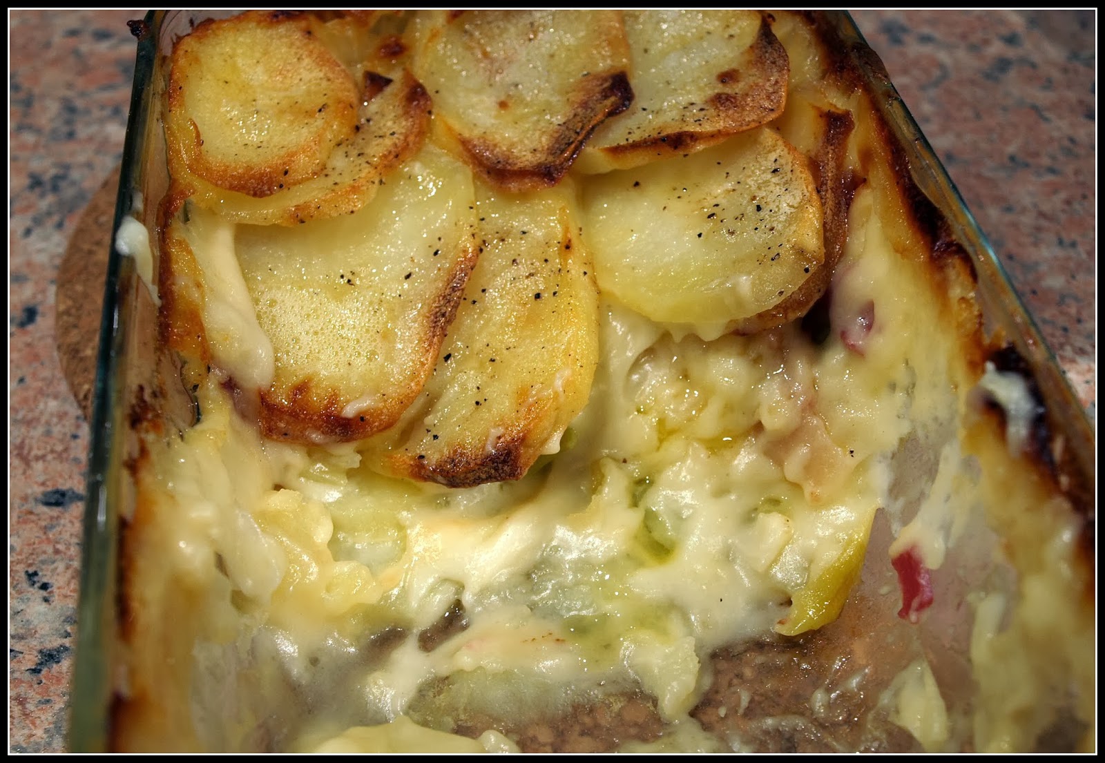 Mark's Veg Plot Potato, Leek and Bacon gratin
