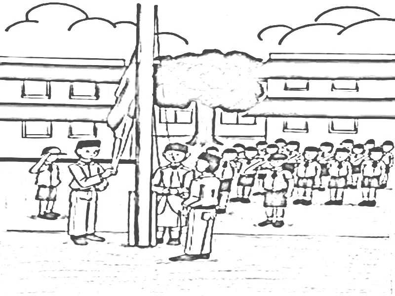 Gambar Mewarnai Upacara Bendera