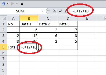 penjumlahan sederhana di excel