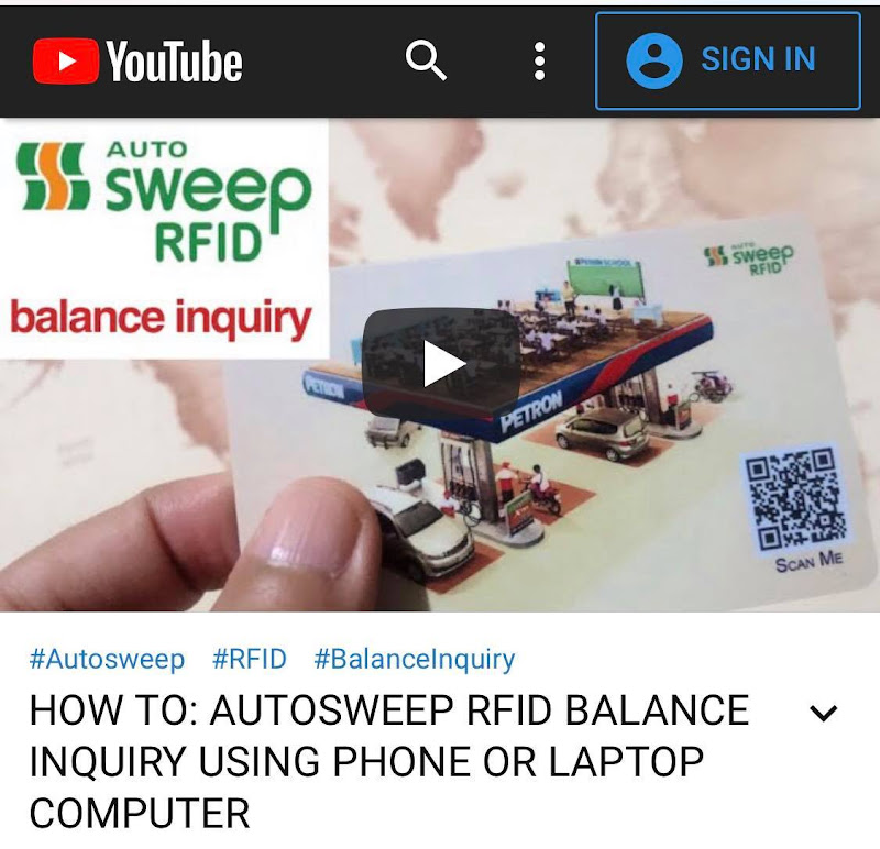 Autosweep and Easytrip Balance Inquiry