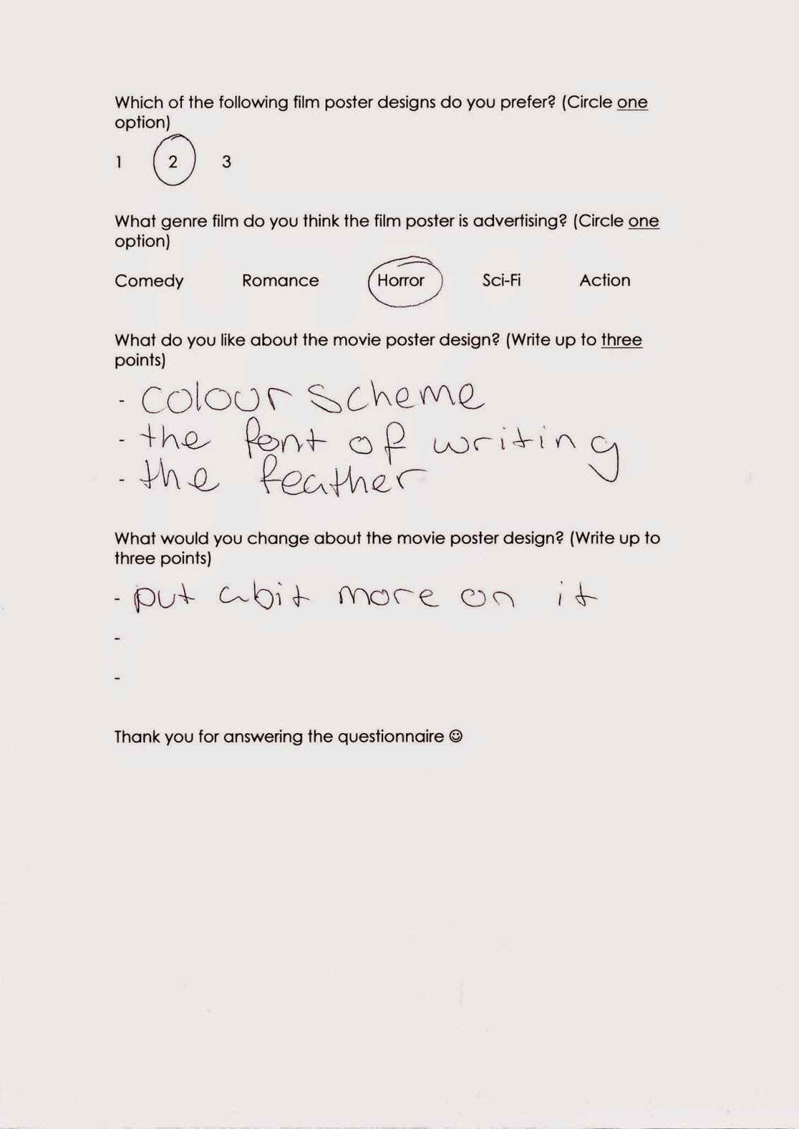 Rosie Lines ALevel Media Studies Final Poster Design Questionnaire