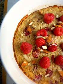 Raspberry Almond Baked Oatmeal:  A healthy way to start the day! - Slice of Southern