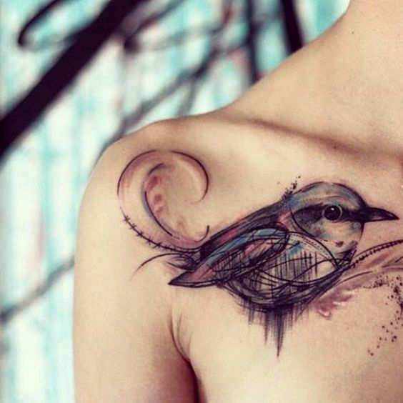   Women Shoulder with Incredible Artistic Tattoo