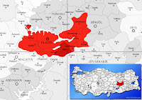 Maden ilçesinin nerede olduğunu gösteren harita