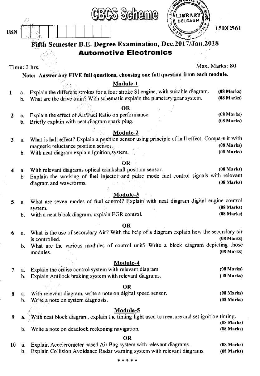 Visvesvaraya Technological University B.E. ELECTRONICS & COMMUNICATION