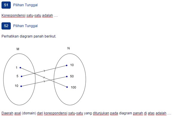 Contoh Soal Korespondensi SatuSatu