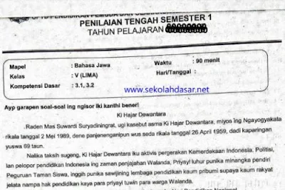 Soal UTS Penilaian Tengah Semester 1 Bahasa Jawa Kelas 5